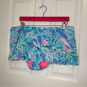 Lilly Pulitzer Bennett Blue Celestial Seas Mini Swim Skirt Sz 14 Cruise Beach